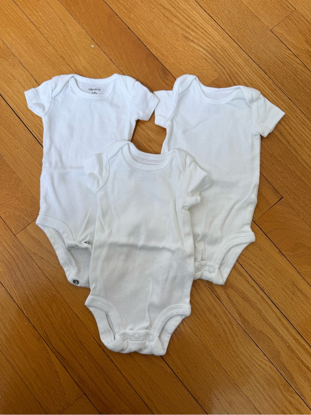 Carter's White Short-Sleeve Baby Bodysuit Set - 3 Pack, Newborn